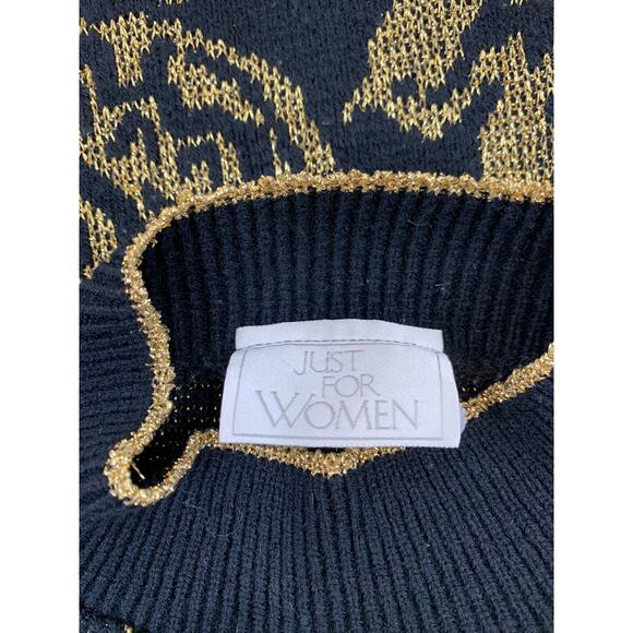 Vintage 90s Black Gold Sweater Winter Grunge CottageCore WhimsyGoth ShabbyChic - Picture 10 of 11